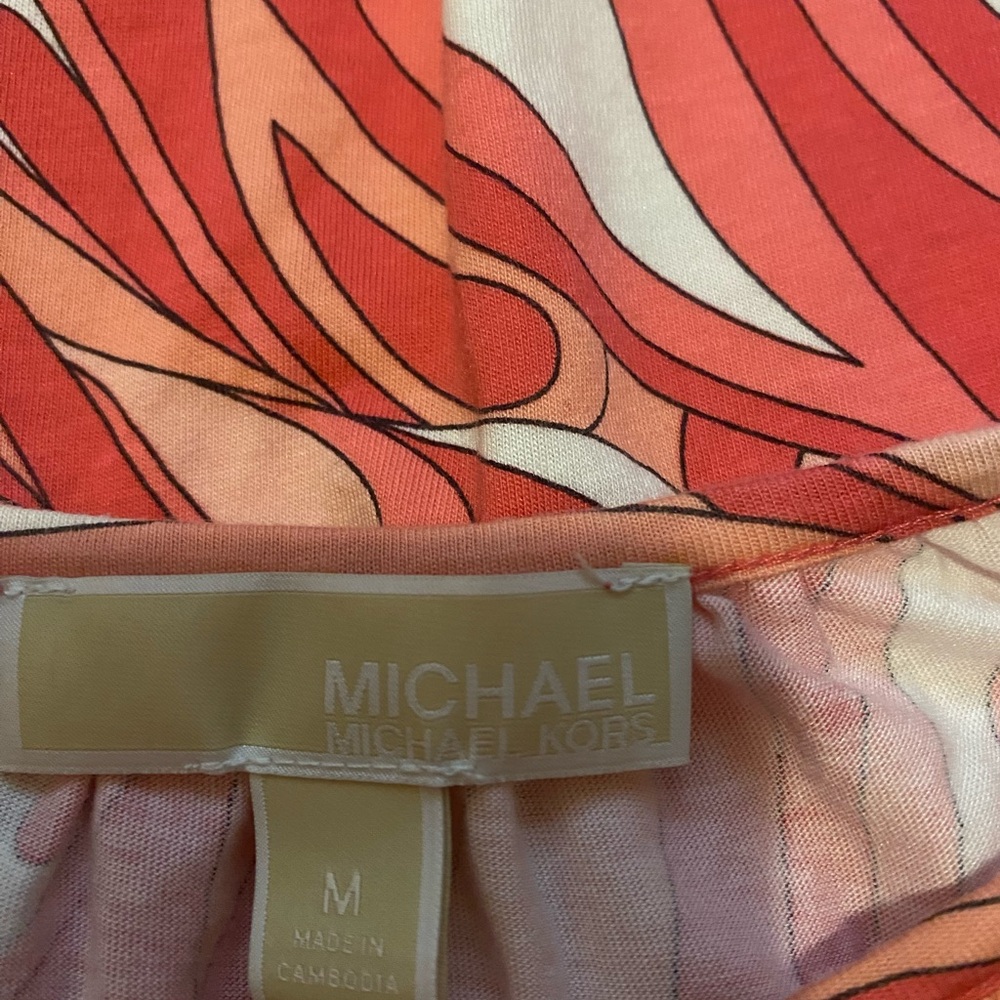 Michael Kors Pink & Coral Abstract Print Blouse - Picture 4 of 4